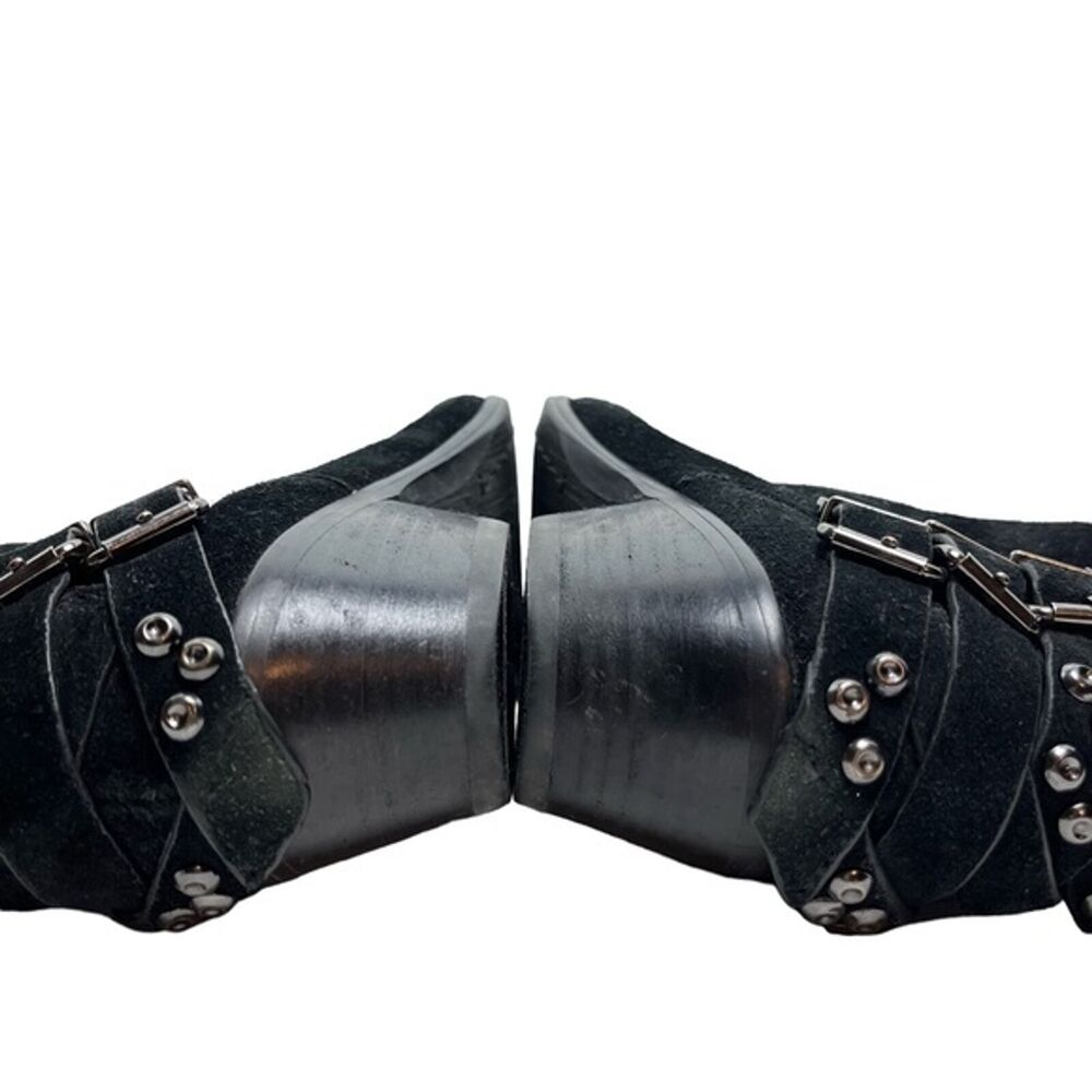 SAM EDELMAN PENROSE Black Ankle Booties Boots Buckles Gothic Leather Suede 6.5 - Picture 14 of 15